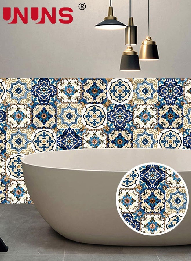 UNUNS 40CMx10M Boho Wallpaper,Self-Adhesive Peel and Stick Wall Stickers,Tile Waterproof Oil Proof Removable wallpaper for Bathroom & Kitchen Backsplash,Blue - Image 5